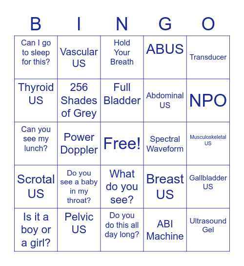 ULTRASOUND Bingo Card