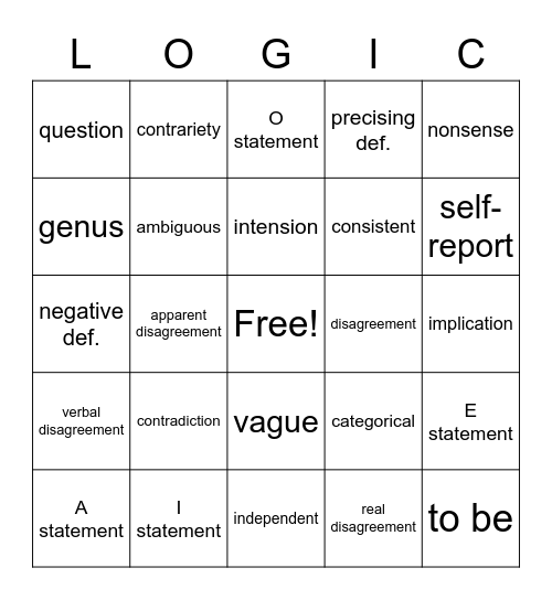 Logic Bingo Card