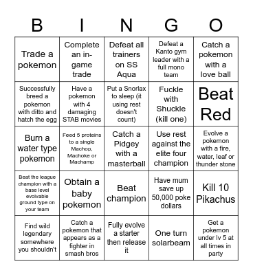 Heart gold randomiser bingo Card