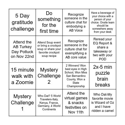 Beneficiando Bingo Card