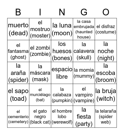 Halloween Bingo Card