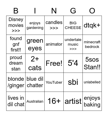 Tewrue Bingo Card