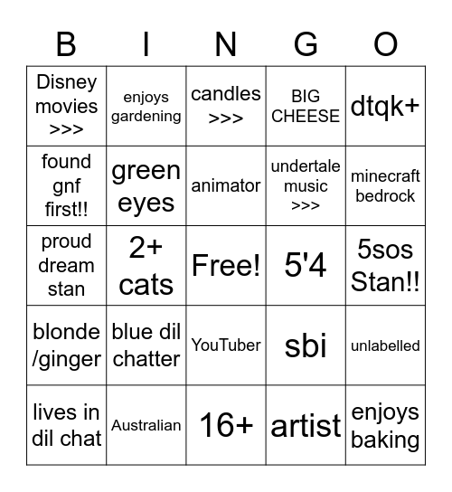 Tewrue Bingo Card