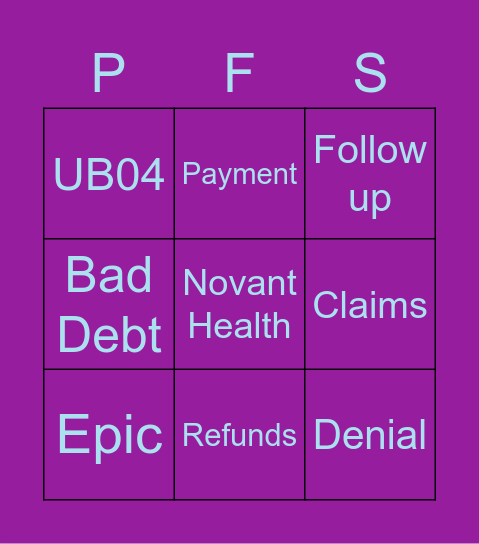 Revenue Cycle Week- PFS Bingo Card