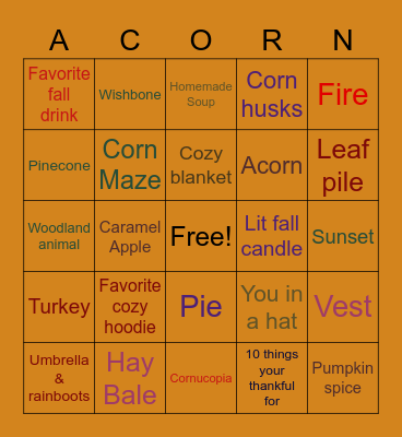 Fall BINGO Card