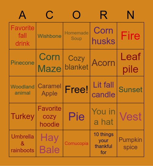 Fall BINGO Card