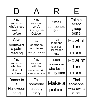 Halloween Bingo DARE Bingo Card