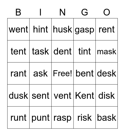 Level 1 Lesson 24 Bingo Card