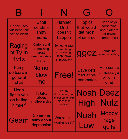 Crossover Bingo Card
