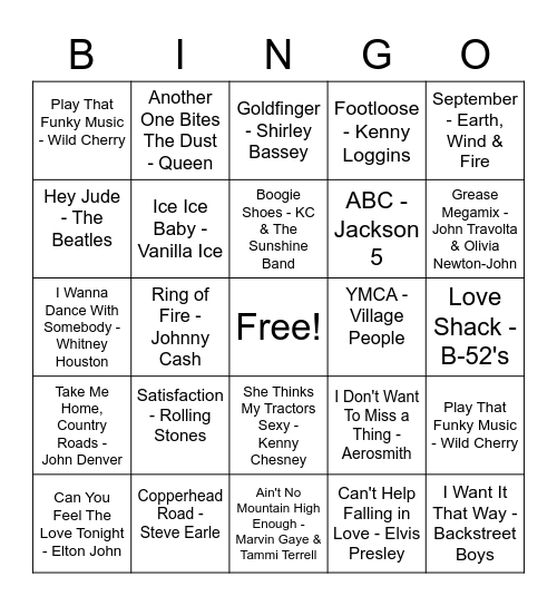 Music Bingo Card