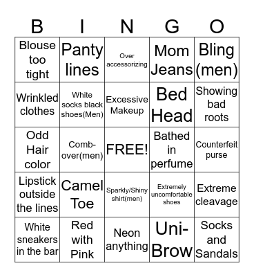 FASHION POLICE BINGO Card