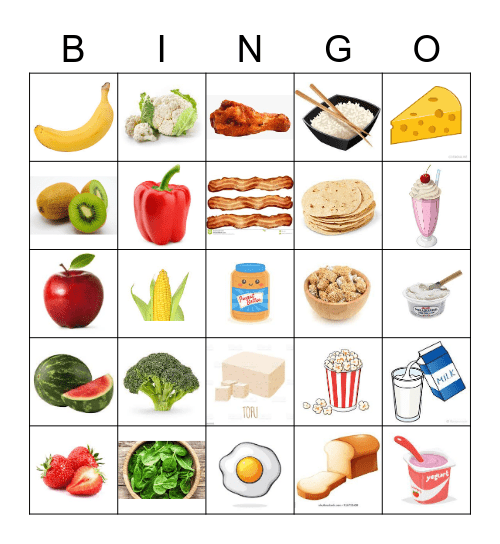 Nutritional Bingo! Bingo Card