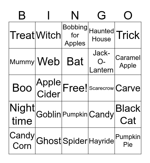 This is Halloween Bingo Card