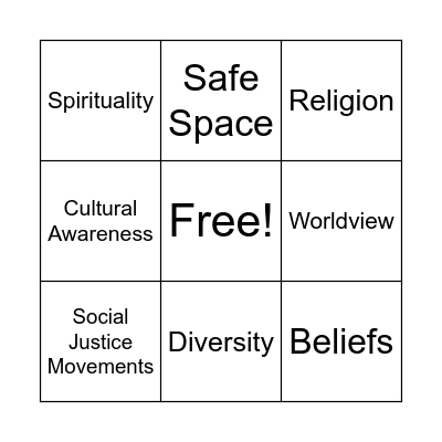 Faith Integration in School Social Work Bingo Card