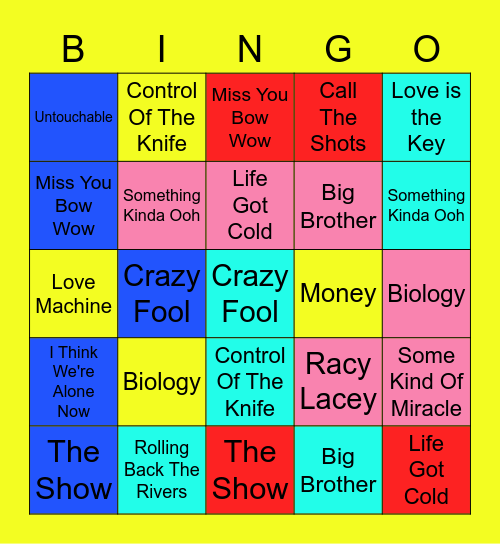 Andy - Chase - Walk This Way Bingo Card