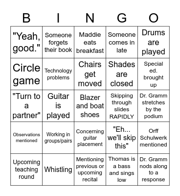 Dr.Gramm Bingo Card