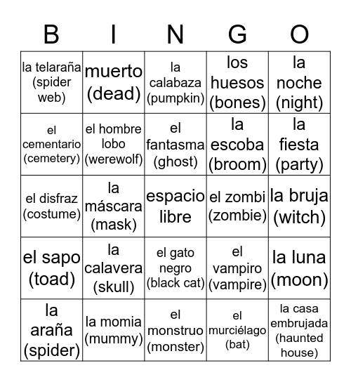 Halloween Bingo Card