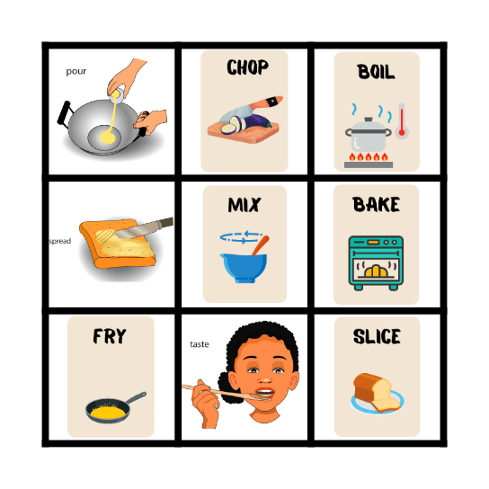 Cooking Verbs Bingo Card