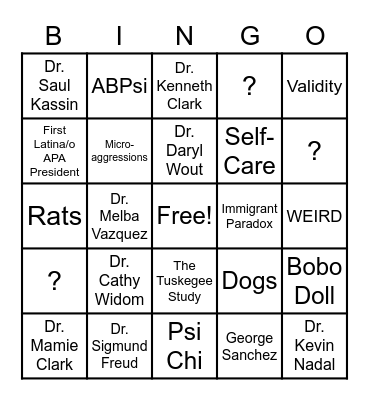 Psychology Meet & Treat Bingo Card