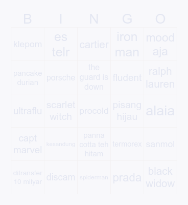 eve Bingo Card