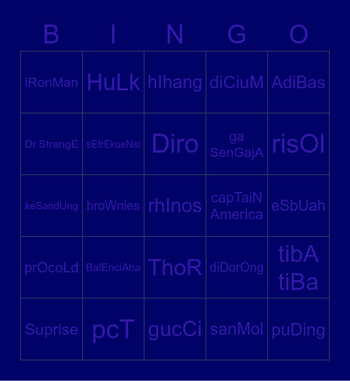 ImrOatUs Bingo Card