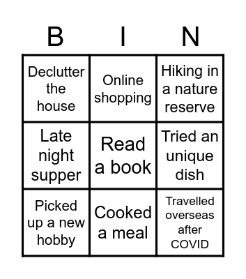 Get to know you Bingo Card