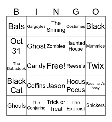 Halloween Bingo Card