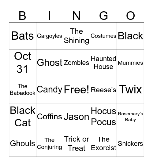 Halloween Bingo Card