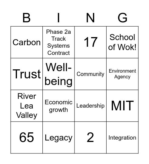 Team Bingo! Bingo Card