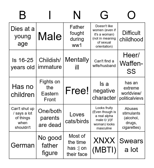 My ocs Bingo Card