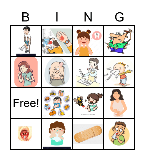 Illness Bingo Card