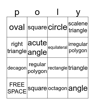 Polygons Bingo Card