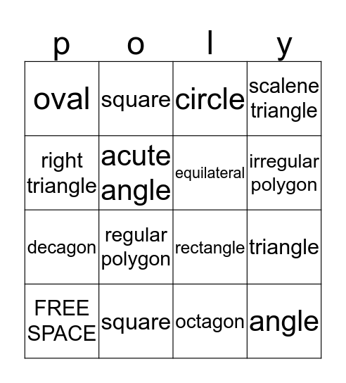 Polygons Bingo Card