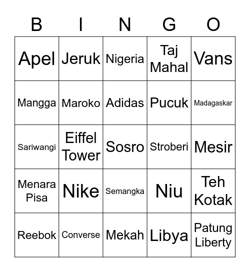 Punya Juju! Bingo Card