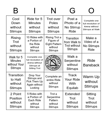 No Stirrups November Bingo Card