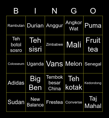 BINGO TIME! Bingo Card
