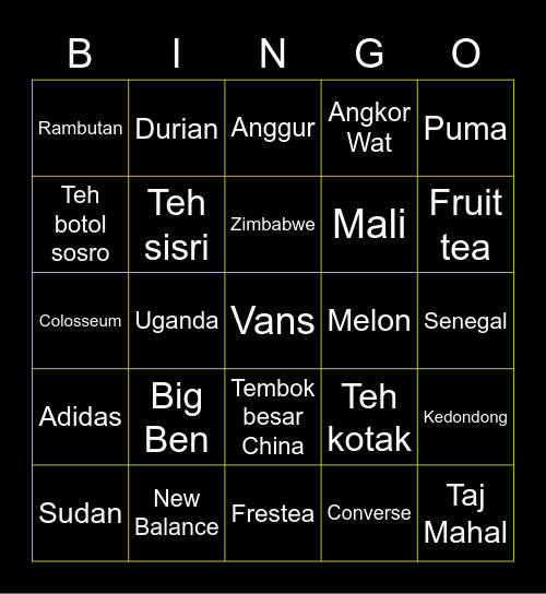 BINGO TIME! Bingo Card