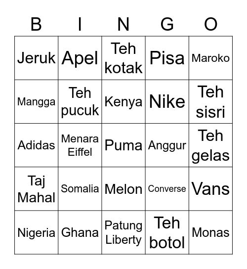 JOHNNY's BINGO Card