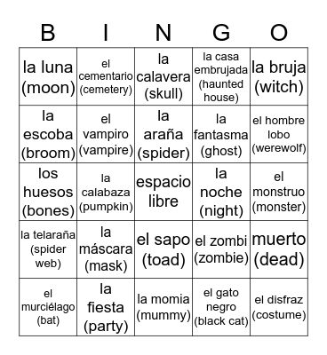 Halloween Bingo Card