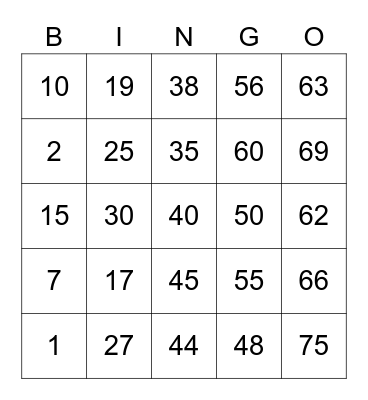 bingo gw yanefi Bingo Card