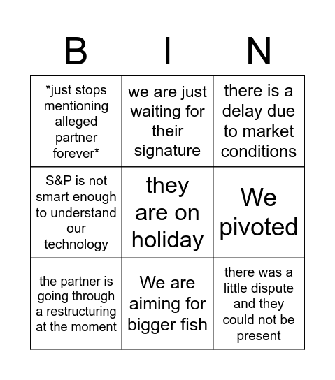 VectorScam AI Excuses Bingo Card