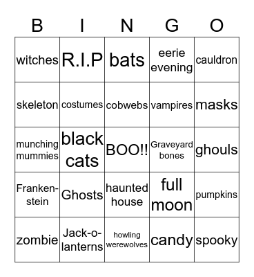 Haunted Halloween BINGO Card