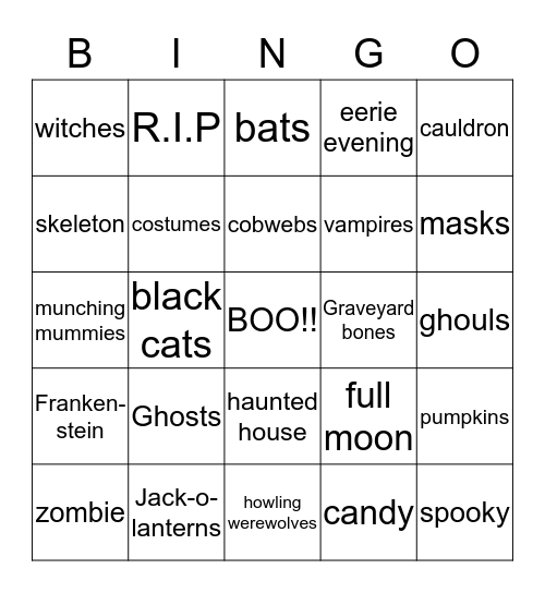 Haunted Halloween BINGO Card