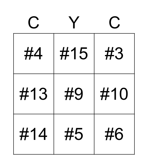 "Fill in the Gaps" Bingo Card