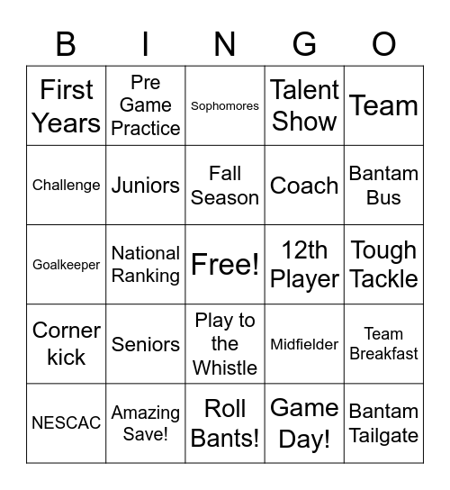 BANTAM BINGO! Bingo Card