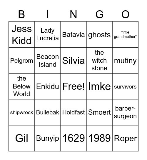 The Night Ship Bingo Card