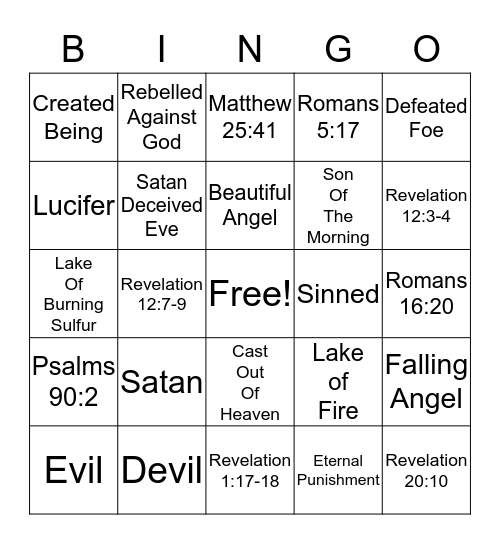 Satan, The Defeated Foe Bingo Card
