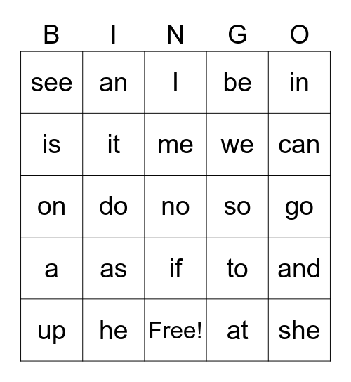 List #1 Bingo Card