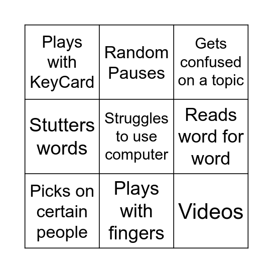 Chris Bingo Card