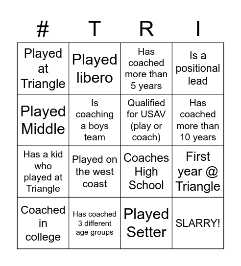 Find a coach who... Bingo Card